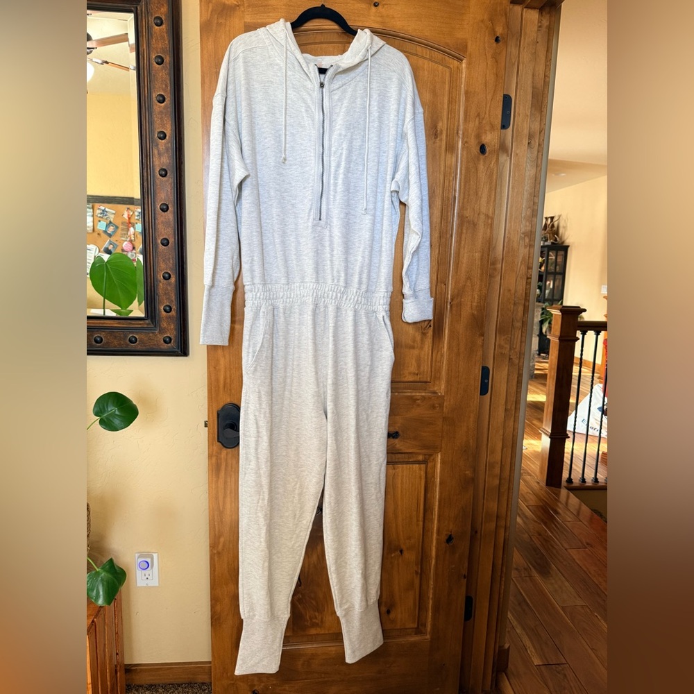 FP Movement by Free People training day Light Gray Hooded Jumpsuit.